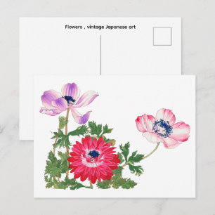 Carte Postale Fleurs , art japonais vintage