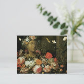 Carte Postale Fleurs autour d'un buste classique (Debout devant)
