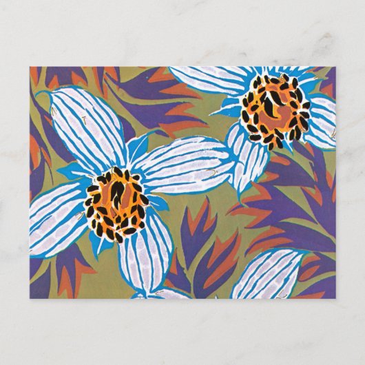 Carte Postale Fleurs Blanches Aux Feuilles Violets (Devant)