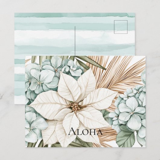 Carte Postale Fleurs blanches bleues tropicales (Devant / Derrière)
