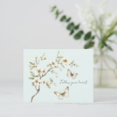 Carte Postale Fleurs blanches de menthe papillons   (Debout devant)