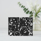 Carte Postale Fleurs blanches, motif de fleurs, noir et blanc (Debout devant)