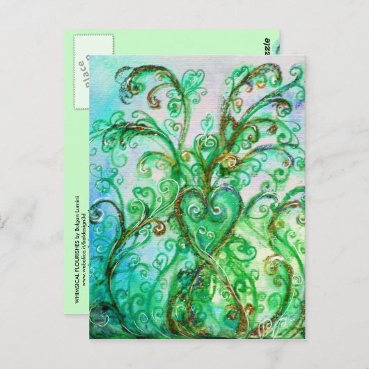 Carte Postale FLEURS BLANCHES vert vif bleu blanc (Devant / Derrière)