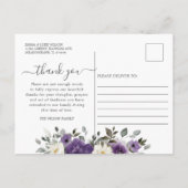 Carte Postale Fleurs blanches violettes foncées Photo de funérai (Dos)