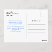 Carte Postale Fleurs bleu et marine Mariage Enregistrer la date (Dos)