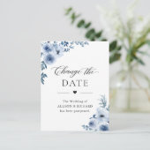 Carte Postale Fleurs Bleu Poussière Report de la Date de l'Événe (Debout devant)