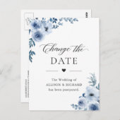 Carte Postale Fleurs Bleu Poussiéreux Report de Date (Devant / Derrière)