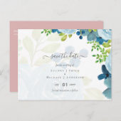 Carte Postale Fleurs Bleu Poussiéreux Sublimes Vert Sauge Mariag (Devant / Derrière)