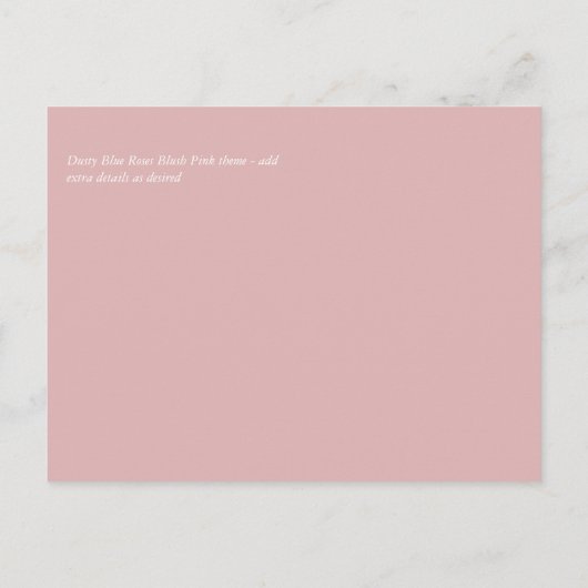 Carte Postale Fleurs Bleu Poussiéreux Sublimes Vert Sauge Mariag (Dos)