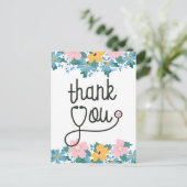 Carte Postale Fleurs bleu rose Stethoscope Infirmière Merci (Debout devant)