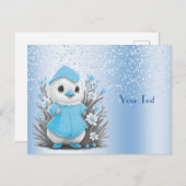 Carte postale Fleurs bleues canard aquarelle (Devant / Derrière)