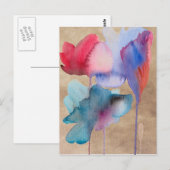 Carte Postale Fleurs bleues d'aquarelle design floral moderne (Devant / Derrière)