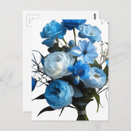 Carte Postale Fleurs bleues et blanches (Devant / Derrière)