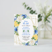 Carte Postale Fleurs bleues et jaunes Mariage Enregistrer la dat (Debout devant)