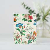 Carte Postale Fleurs bleues et rouges Motif vintage (Debout devant)