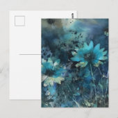 Carte Postale Fleurs Bleues Médias Mixtes (Devant / Derrière)