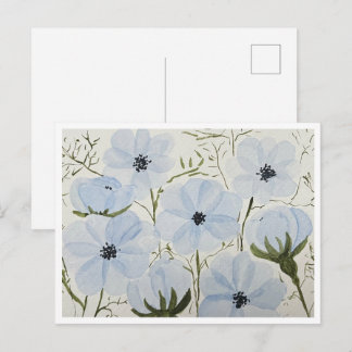 Carte postale Fleurs bleues ondulantes 