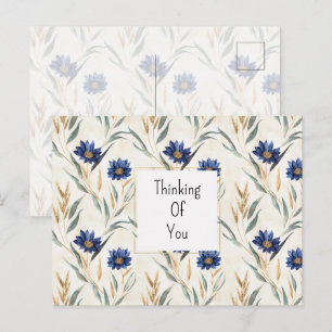 Carte Postale Fleurs Bleues Pensant à toi