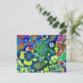 Carte Postale Fleurs bleues vertes (Debout devant)