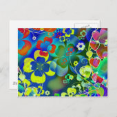 Carte Postale Fleurs bleues vertes (Devant / Derrière)