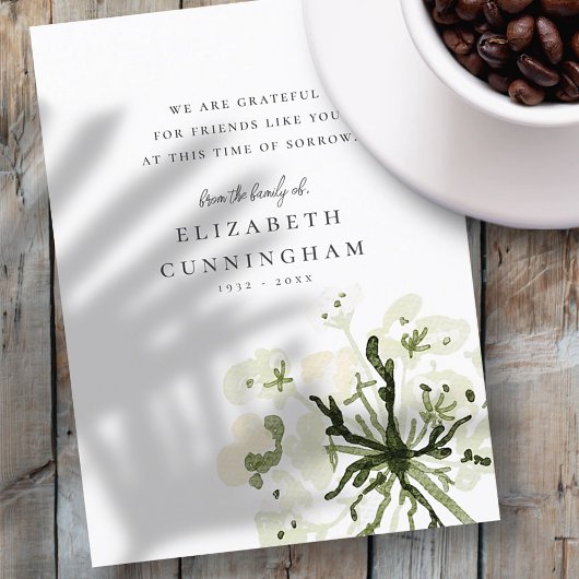 Carte Postale Fleurs botaniques aquarelles mémoriales Élégant Ch