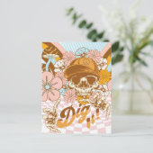 Carte Postale Fleurs Botaniques de Squelette Rétro (Debout devant)