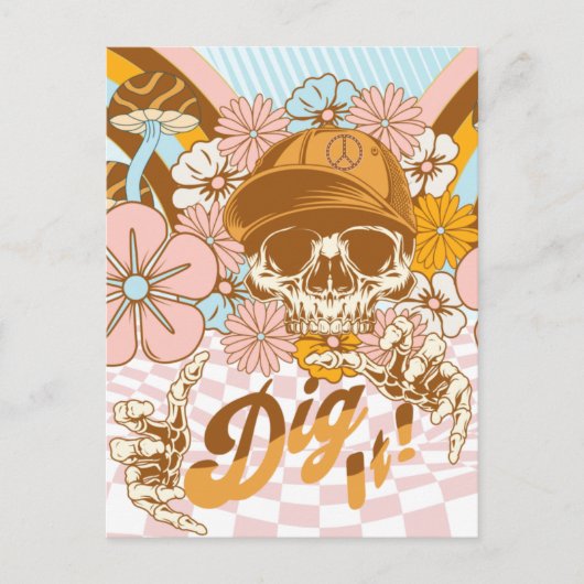 Carte Postale Fleurs botaniques squelette rétro (Devant)