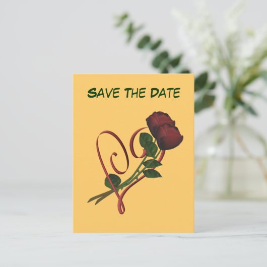 Carte postale Fleurs coeurs roses rouges Sauvegard (Debout devant)