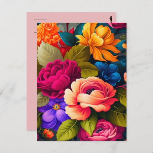 Carte Postale Fleurs colorées (Devant / Derrière)
