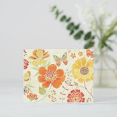 Carte Postale Fleurs colorées et papillons (Debout devant)