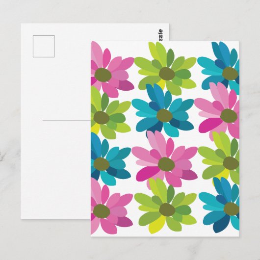 Carte Postale Fleurs Colorées Fleurs Sauvages (Devant / Derrière)