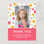 Carte Postale Fleurs colorées mignonnes Photo Enfants Anniversai (Devant)