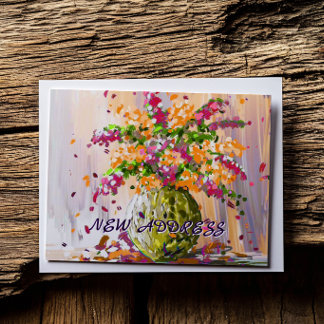 Carte Postale Fleurs Colorées Nous Avons Déménagé Nouvelle Maiso