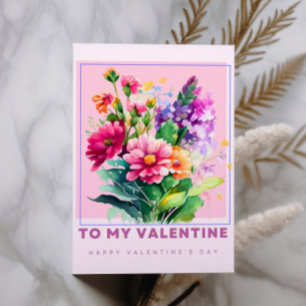Carte Postale Fleurs colorées pour ma Saint Valentin