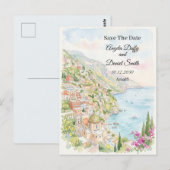 Carte Postale Fleurs côtières bleues Save the Date (Devant / Derrière)