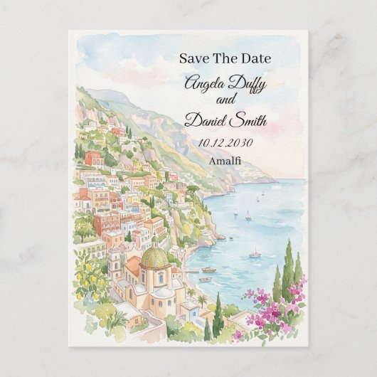 Carte Postale Fleurs côtières bleues Save the Date (Devant)