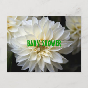 Carte Postale fleurs dahlia blanches baby shower invitation