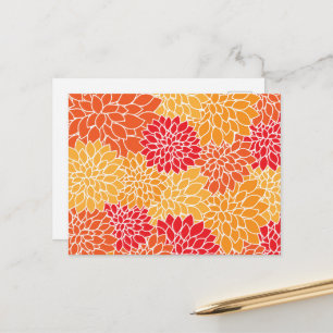 Carte Postale Fleurs Dahlia, Motif De Fleurs, Dahlia Orange