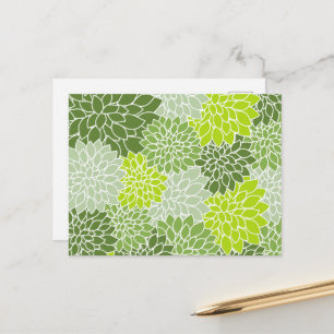 Carte Postale Fleurs Dahlia, Motif De Fleurs, Dahlia Verte