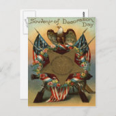 Carte Postale Fleurs d'aigle du drapeau américain (Devant / Derrière)