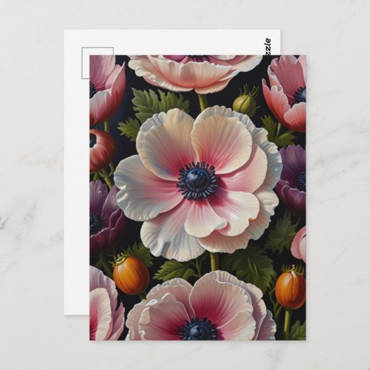 Carte Postale Fleurs d'anémones (Devant / Derrière)