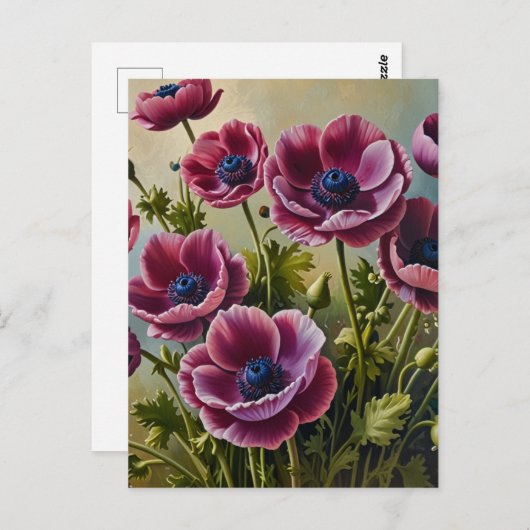 Carte Postale Fleurs d'anémones (Devant / Derrière)