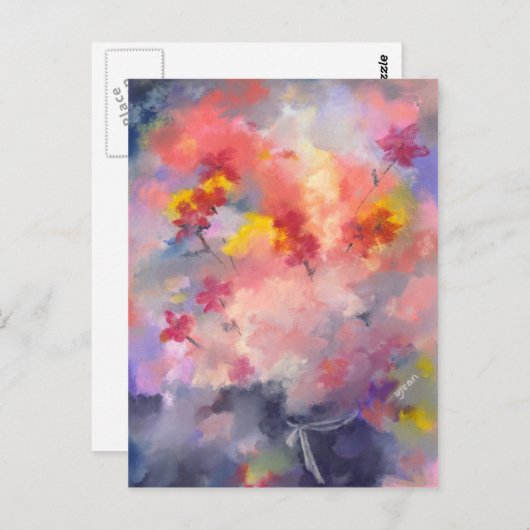 Carte Postale Fleurs d'anniversaire pour vous (Devant / Derrière)