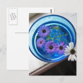 Carte Postale Fleurs dans Piscine Bleue (Devant / Derrière)