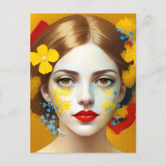 Carte Postale Fleurs dans ses cheveux (Devant)