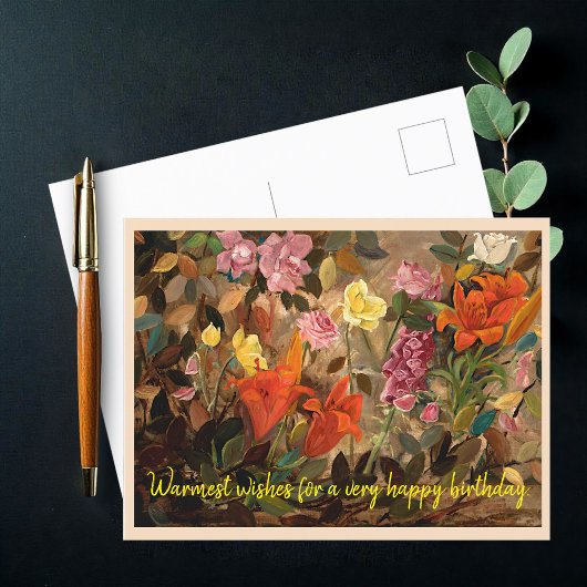 Carte Postale Fleurs dans un jardin, Joyeux Anniversaire