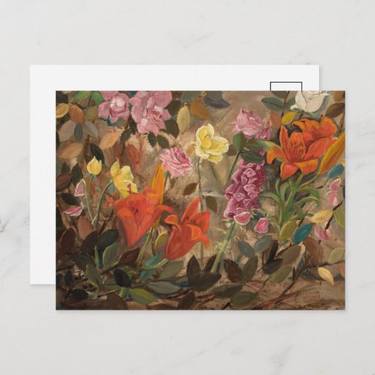 Carte Postale Fleurs dans un jardin | Tadeusz Makowski (Devant / Derrière)