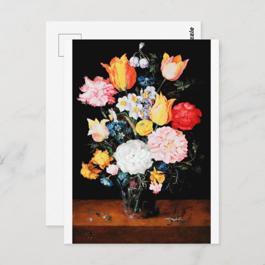 Carte Postale Fleurs dans un navire en verre, Jan Brueghel le pl (Devant / Derrière)