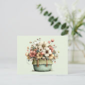 Carte Postale Fleurs dans un pot Cozy Shabby Mignon (Debout devant)