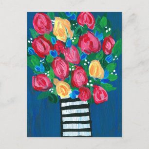 Carte Postale Fleurs dans un Vase blanc et noir